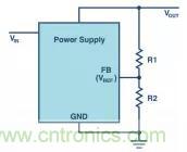 如何使用電源設計中的分壓器調節輸出電壓？